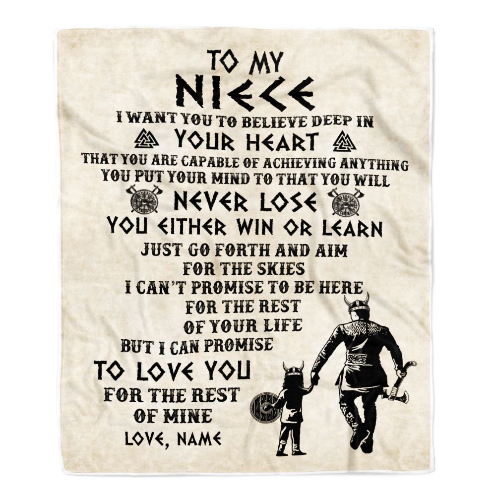Personalized To My Niece Blanket From Uncle You Will Never Lose Viking Niece Birthday Graduation Christmas Customized Fleece Throw Blanket | siriusteestore