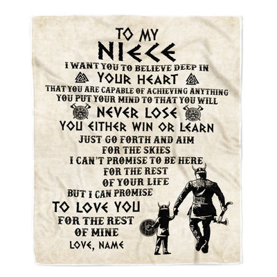 Personalized To My Niece Blanket From Uncle You Will Never Lose Viking Niece Birthday Graduation Christmas Customized Fleece Throw Blanket | siriusteestore