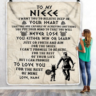 Personalized To My Niece Blanket From Uncle You Will Never Lose Viking Niece Birthday Graduation Christmas Customized Fleece Throw Blanket | siriusteestore
