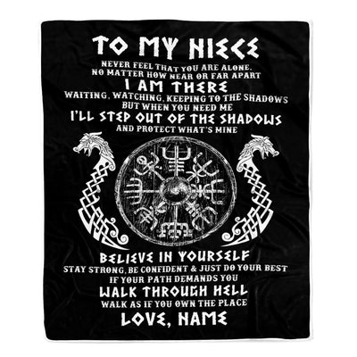 Personalized To My Niece Blanket Viking Never Feel You Are Alone Odin Scandinavian Norse Runes Niece Birthday Christmas Customized Bed Fleece Throw Blanket | siriusteestore