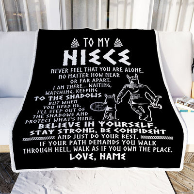 Personalized To My Niece Blanket Viking Never Feel You Are Alone Scandinavian Runes Viking Niece Birthday Christmas Pendant Customized Bed Fleece Blanket | siriusteestore