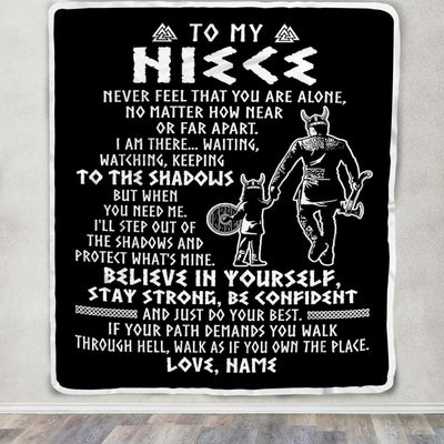 Personalized To My Niece Blanket Viking Never Feel You Are Alone Scandinavian Runes Viking Niece Birthday Christmas Pendant Customized Bed Fleece Blanket | siriusteestore