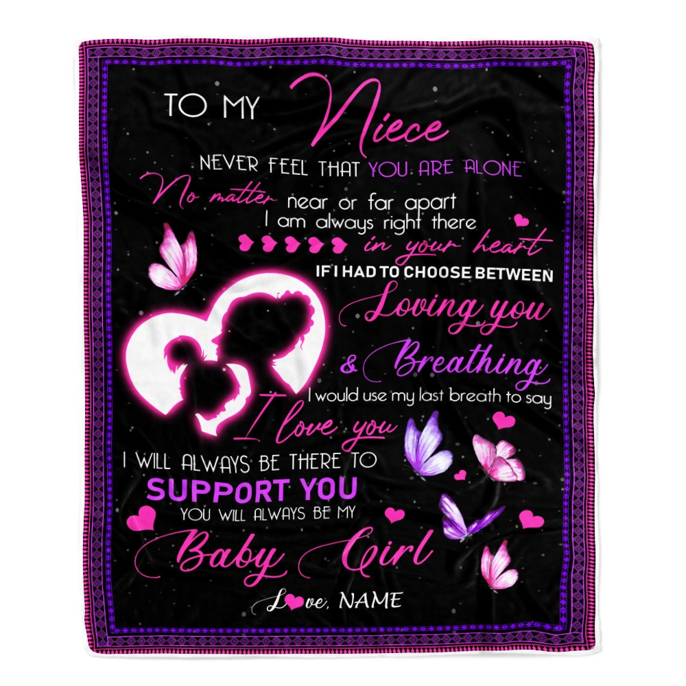 Personalized To My Niece Blanket from Aunt Auntie You Will Always Be My Baby Girl Butterfly Niece Birthday Christmas Customized Fleece Blanket | siriusteestore