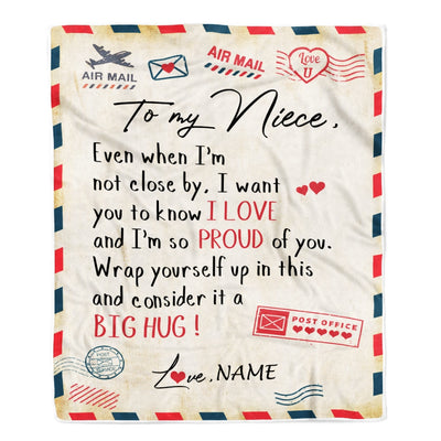 Personalized To My Niece Blanket from Aunt Uncle Proud Of You Air Mail Letter Niece Birthday Christmas Gift Customized Bed Quilt Fleece Throw Blanket | siriusteestore