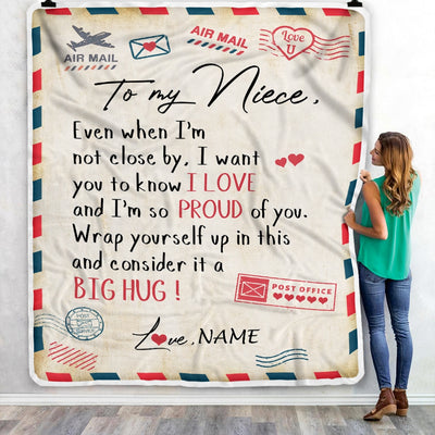 Personalized To My Niece Blanket from Aunt Uncle Proud Of You Air Mail Letter Niece Birthday Christmas Gift Customized Bed Quilt Fleece Throw Blanket | siriusteestore