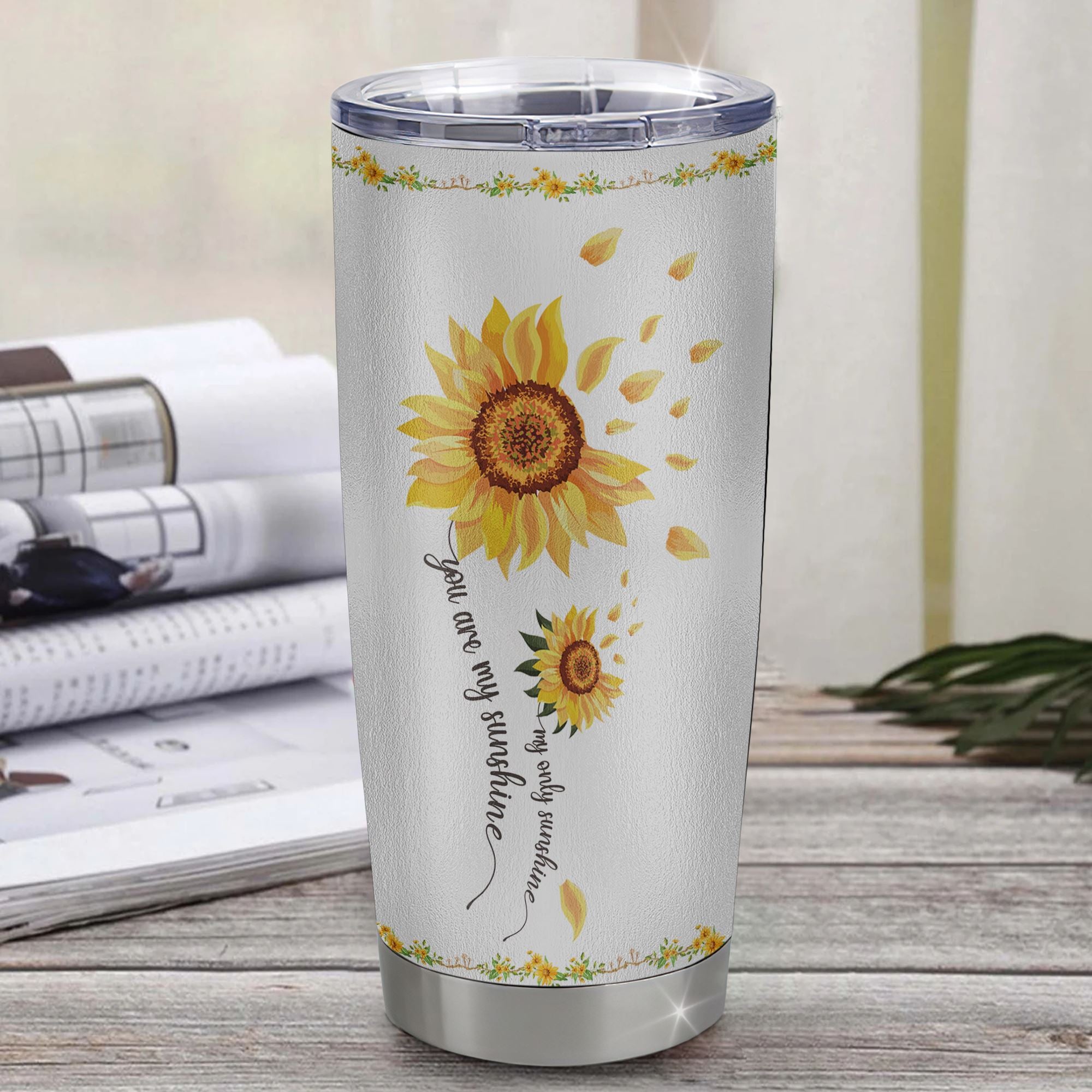 Personalized To My Niece From Aunt Auntie Uncle Stainless Steel Tumbler Cup I Love You White Sunflower Niece Birthday Graduation Christmas Travel Mug | siriusteestore