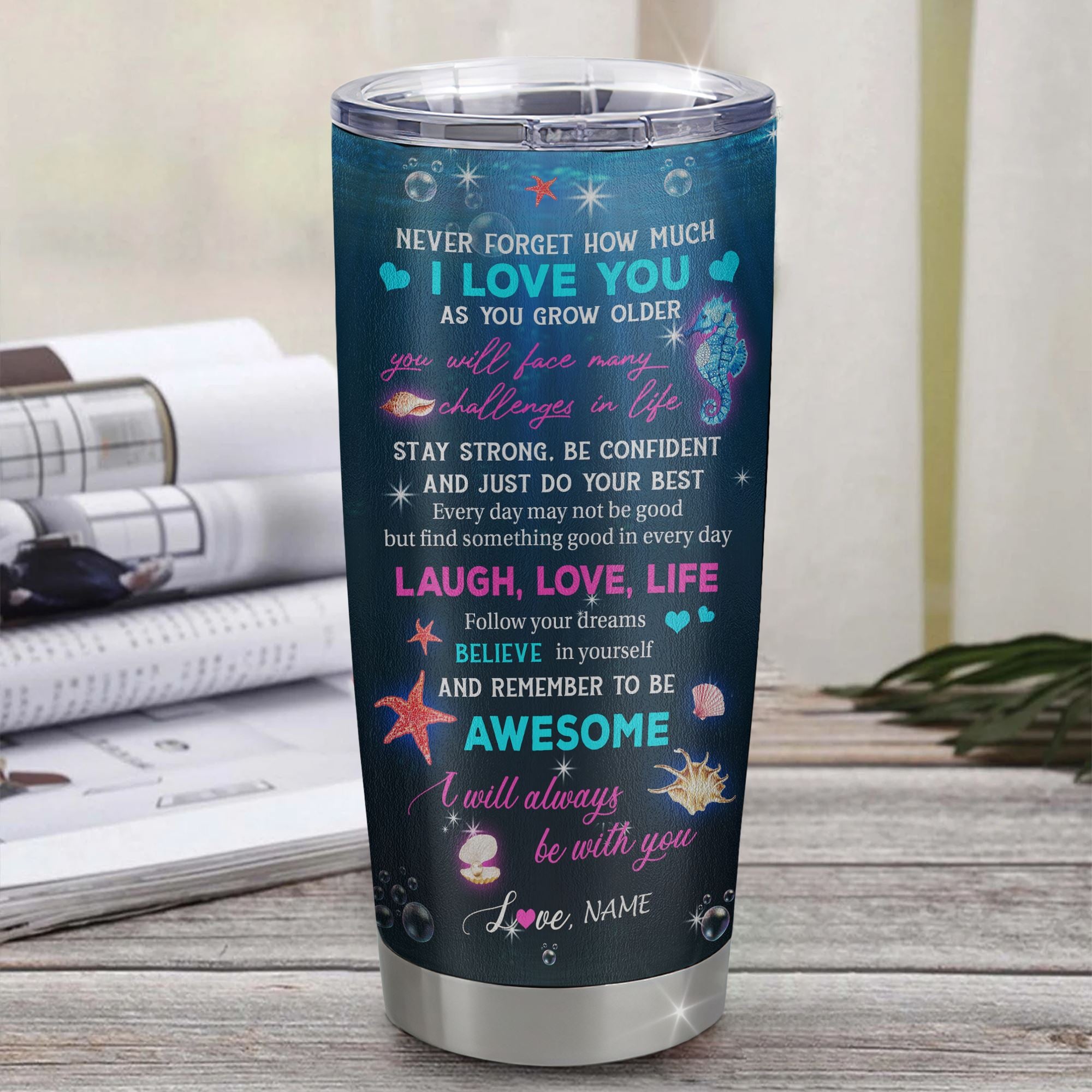Personalized To My Niece From Aunt Auntie Uncle Stainless Steel Tumbler Cup Never Forget I Love You Mermaid Niece Birthday Graduation Christmas Travel Mug | siriusteestore