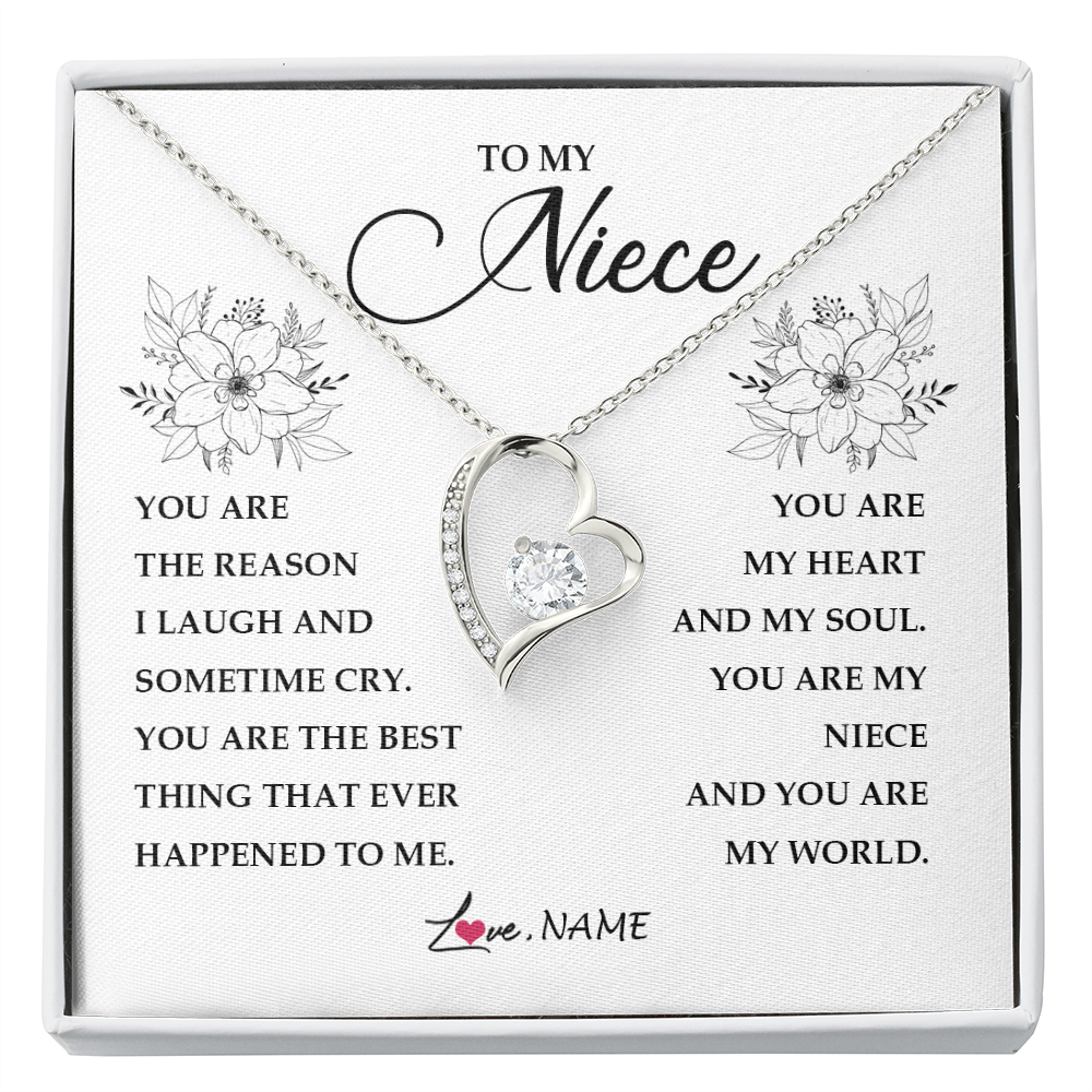 Forever Love Necklace | Personalized To My Niece From Aunt Auntie You Are My Heart My And My Sould Niece Jewelry Birthday Graduation Christmas Customized Gift Box Message Card | siriusteestore