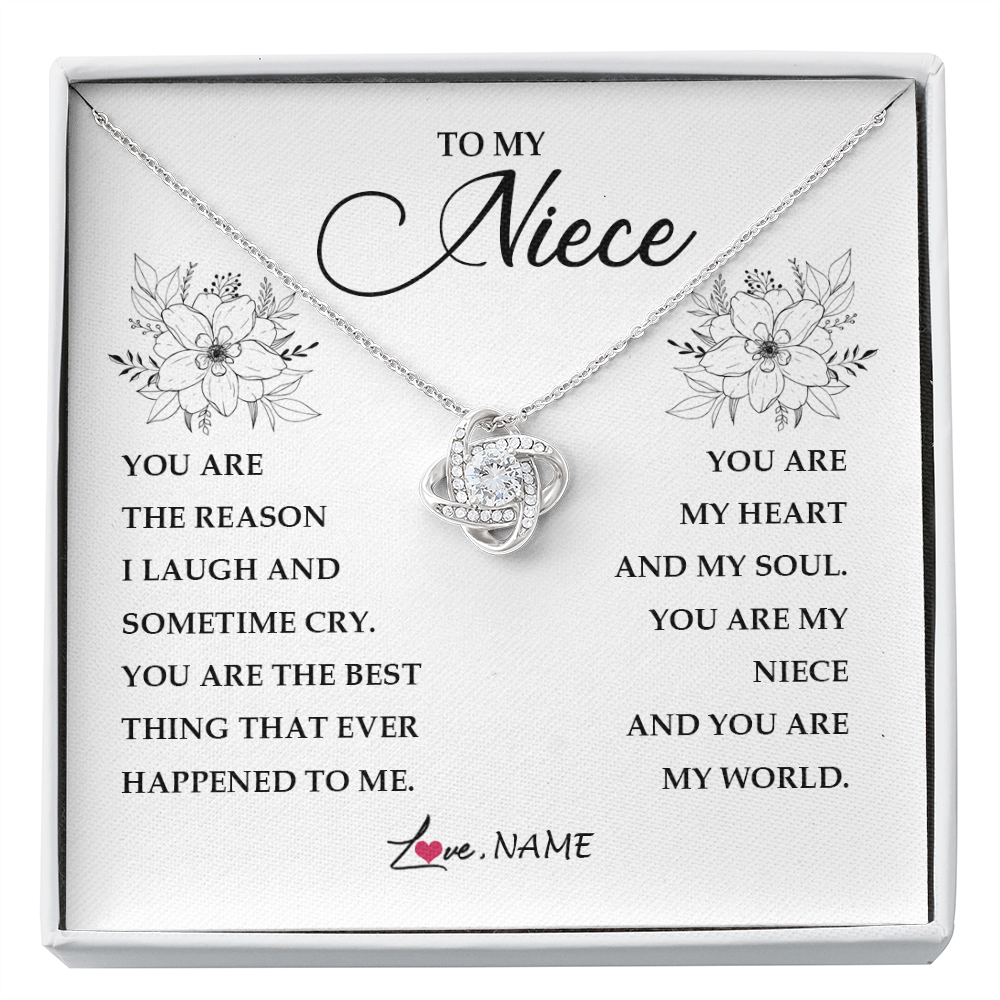 Love Knot Necklace | Personalized To My Niece From Aunt Auntie You Are My Heart My And My Sould Niece Jewelry Birthday Graduation Christmas Customized Gift Box Message Card | siriusteestore