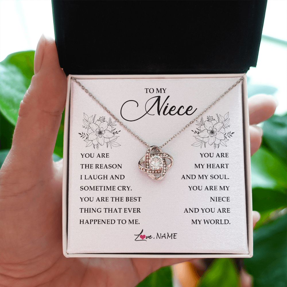 Love Knot Necklace | Personalized To My Niece From Aunt Auntie You Are My Heart My And My Sould Niece Jewelry Birthday Graduation Christmas Customized Gift Box Message Card | siriusteestore