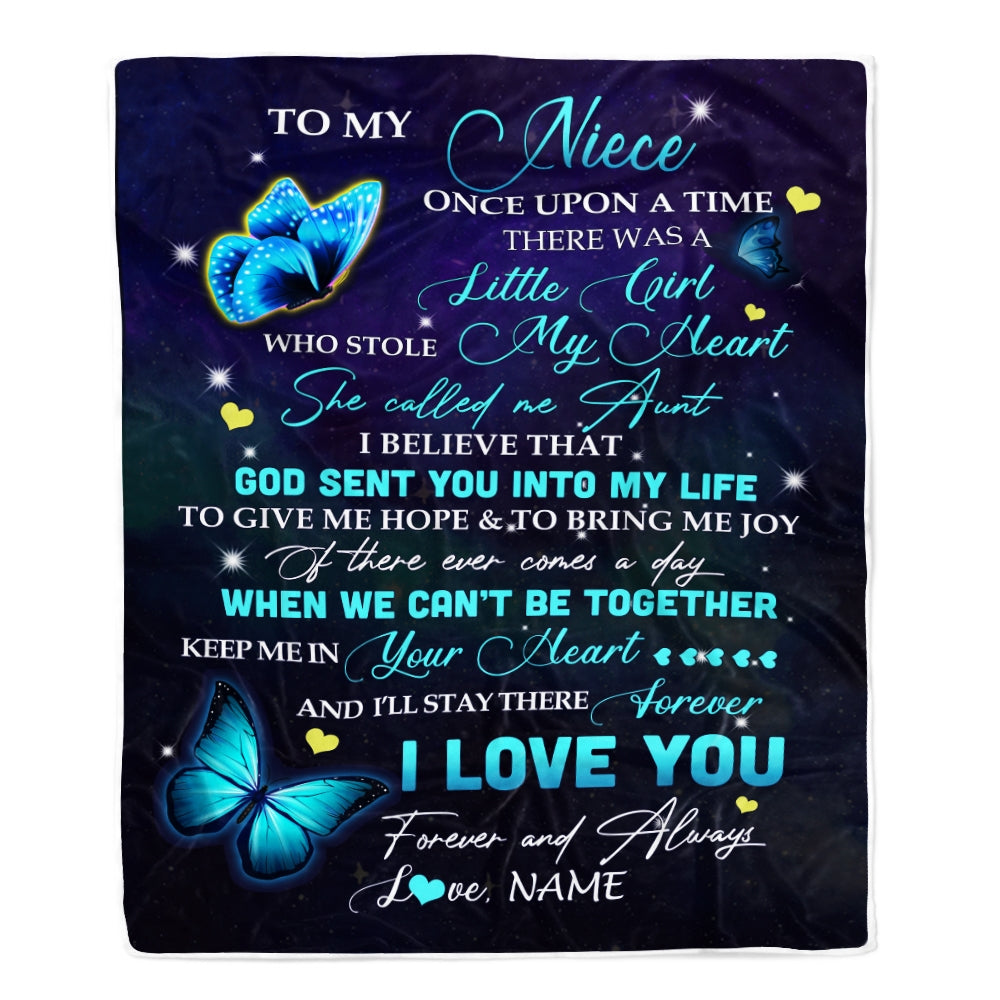 Personalized To My Niece From Aunt Blanket Once Upon A Time Butterfly Niece Birthday Graduation Thanksgiving Christmas Gift Bed Quilt Fleece Throw Blanket | siriusteestore