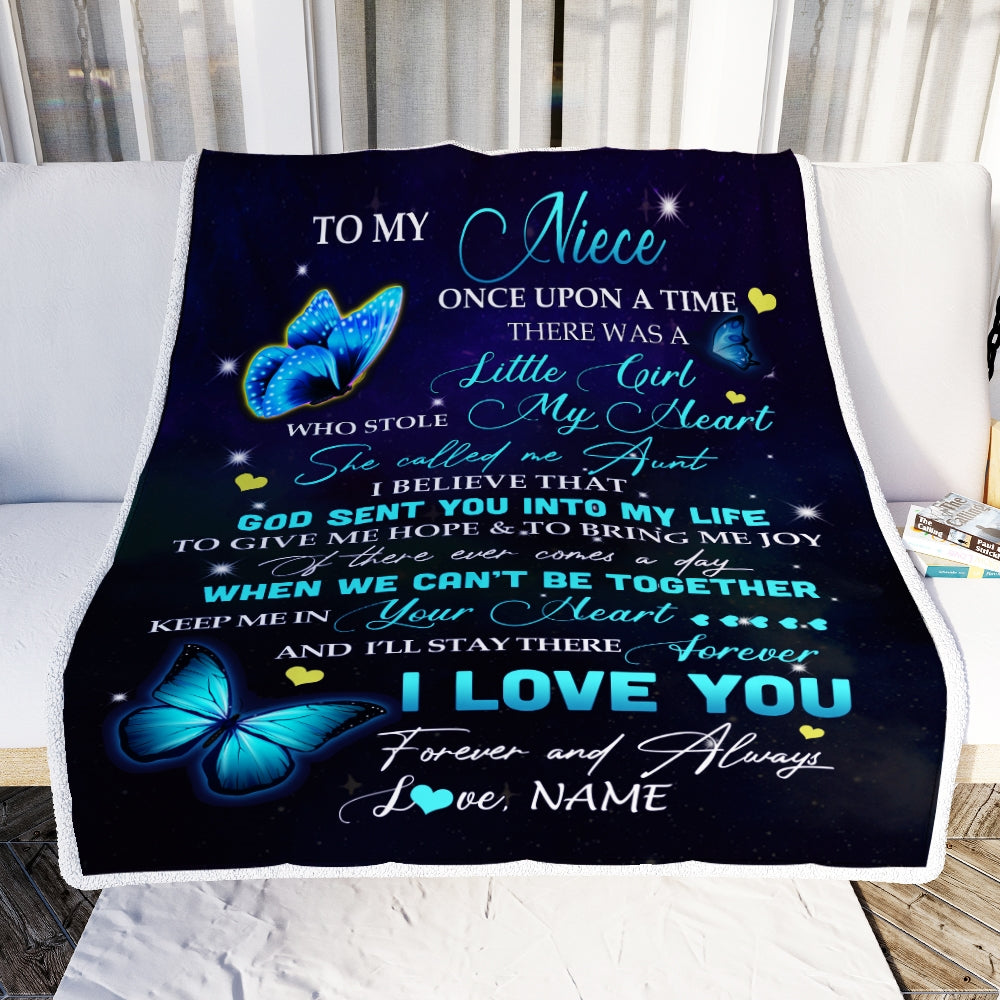 Personalized To My Niece From Aunt Blanket Once Upon A Time Butterfly Niece Birthday Graduation Thanksgiving Christmas Gift Bed Quilt Fleece Throw Blanket | siriusteestore