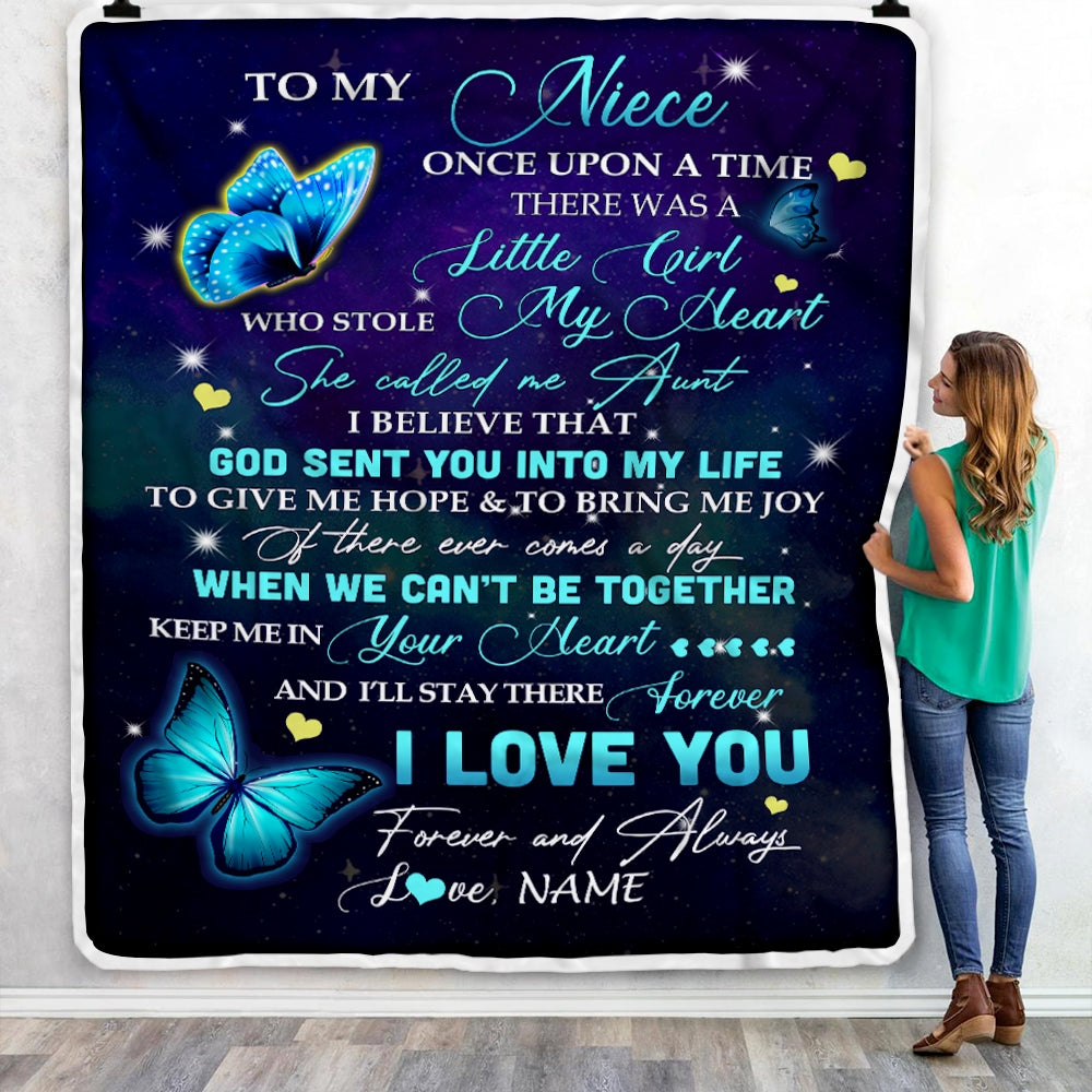 Personalized To My Niece From Aunt Blanket Once Upon A Time Butterfly Niece Birthday Graduation Thanksgiving Christmas Gift Bed Quilt Fleece Throw Blanket | siriusteestore