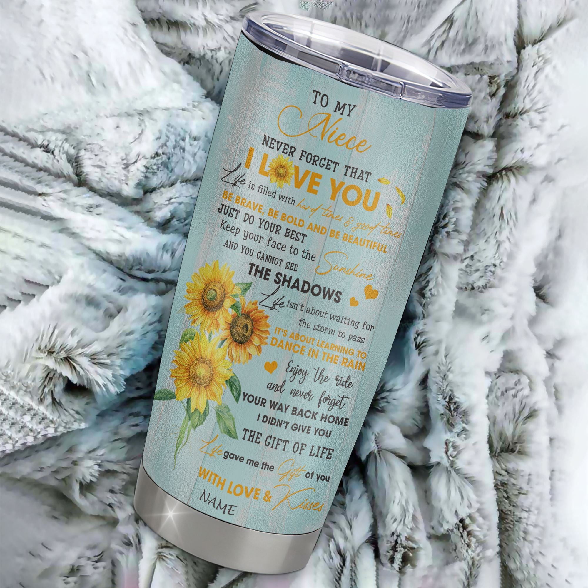 Personalized To My Niece From Aunt Uncle Stainless Steel Tumbler Cup Never Forget That I Love You Sunflower Niece Birthday Graduation Christmas Travel Mug | siriusteestore