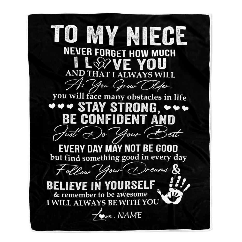 Personalized To My Niece I Love You Forever From Aunt Auntie Uncle Niece Birthday Christmas Thanksgiving Graduation Customized Fleece Blanket | siriusteestore