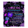 Personalized To My Niece I Love You From Aunt Auntie Uncle Butterfly Niece Birthday Christmas Thanksgiving Graduation Customized Fleece Blanket | siriusteestore