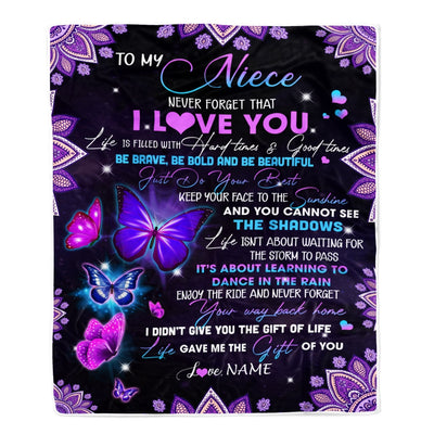 Personalized To My Niece I Love You From Aunt Auntie Uncle Butterfly Niece Birthday Christmas Thanksgiving Graduation Customized Fleece Blanket | siriusteestore