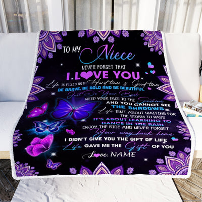 Personalized To My Niece I Love You From Aunt Auntie Uncle Butterfly Niece Birthday Christmas Thanksgiving Graduation Customized Fleece Blanket | siriusteestore