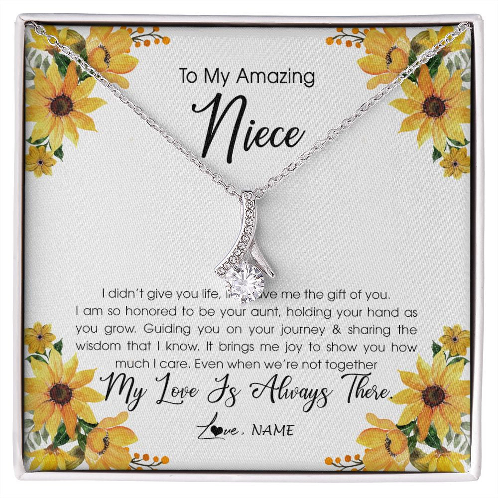 Alluring Beauty Necklace | Personalized To My Niece Necklace From Aunt Auntie My Love Is Always There Niece Birthday Christmas Graduation Customized Gift Box Message Card | siriusteestore