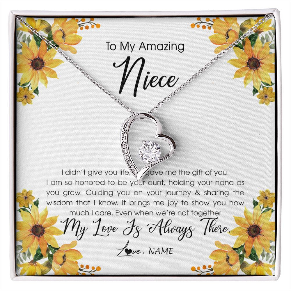 Forever Love Necklace | Personalized To My Niece Necklace From Aunt Auntie My Love Is Always There Niece Birthday Christmas Graduation Customized Gift Box Message Card | siriusteestore