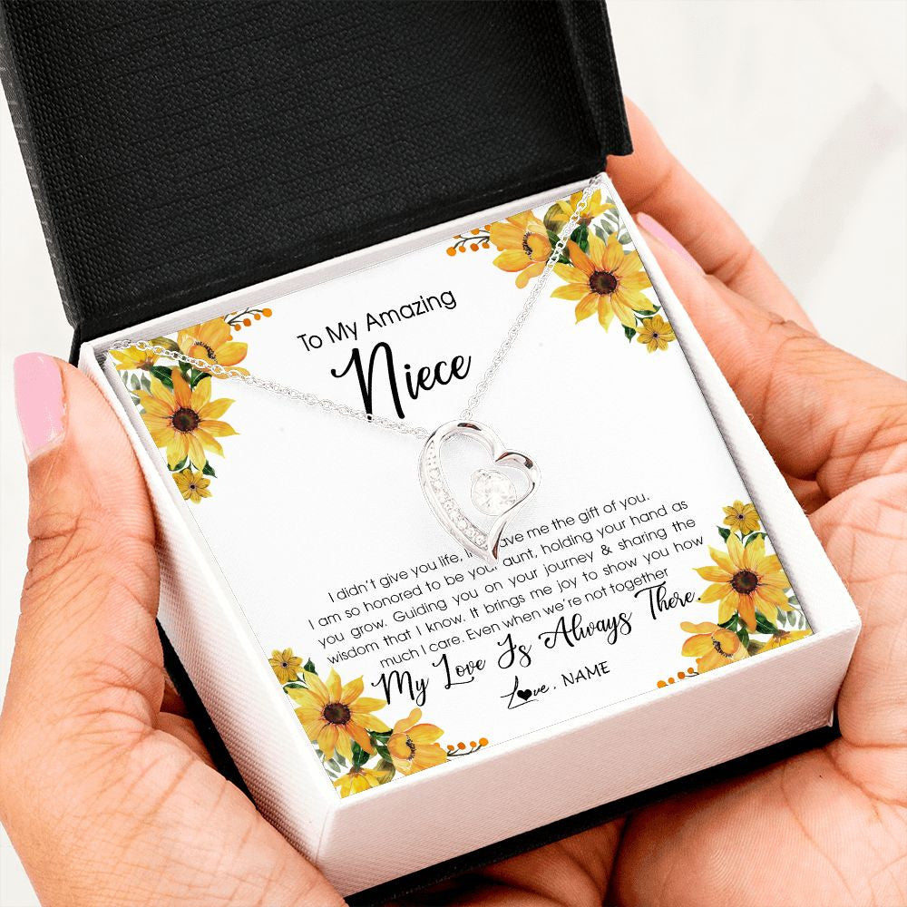Forever Love Necklace | Personalized To My Niece Necklace From Aunt Auntie My Love Is Always There Niece Birthday Christmas Graduation Customized Gift Box Message Card | siriusteestore