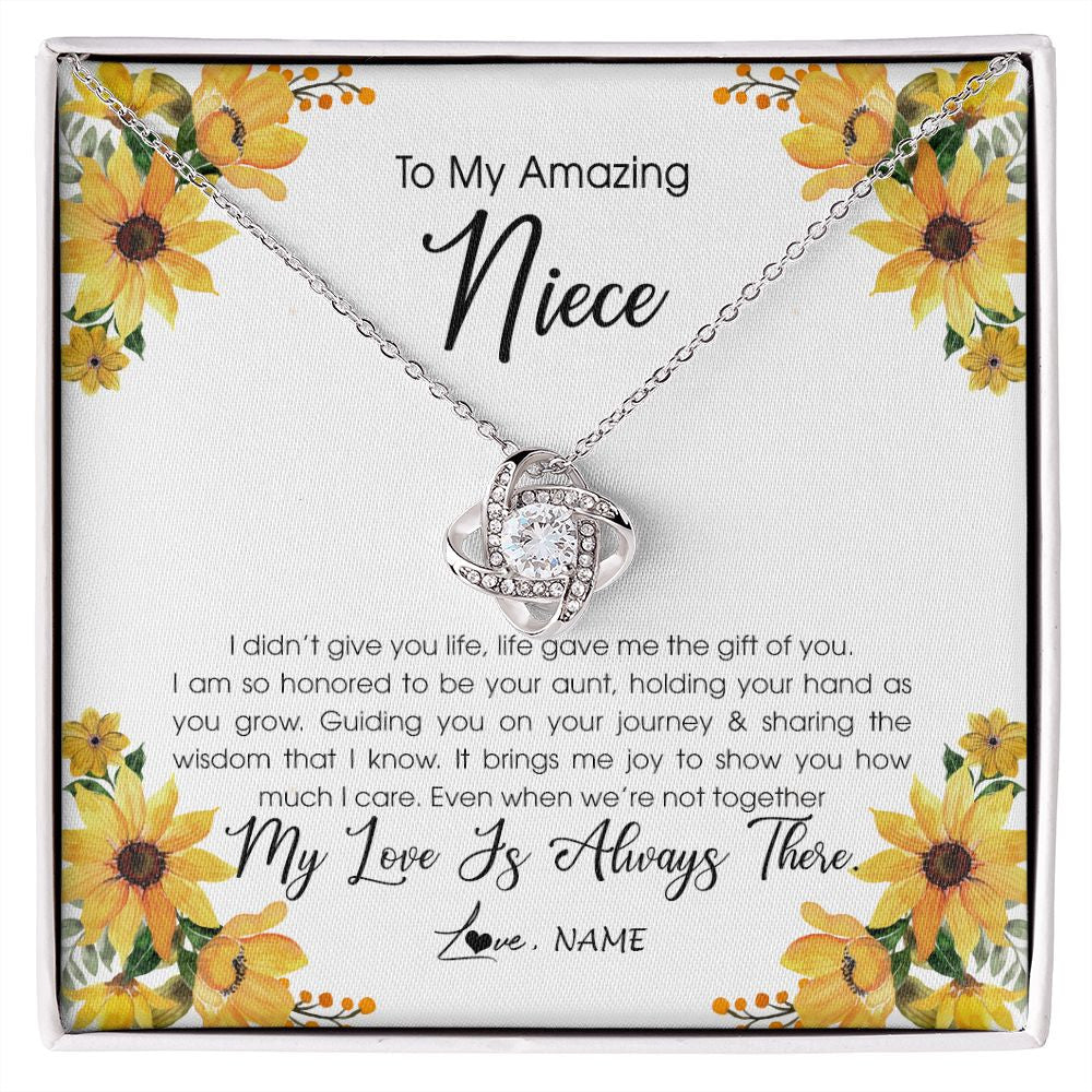 Love Knot Necklace | Personalized To My Niece Necklace From Aunt Auntie My Love Is Always There Niece Birthday Christmas Graduation Customized Gift Box Message Card | siriusteestore