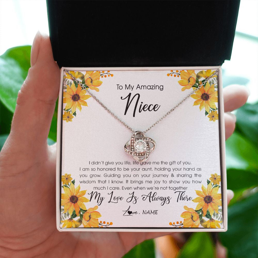 Love Knot Necklace | Personalized To My Niece Necklace From Aunt Auntie My Love Is Always There Niece Birthday Christmas Graduation Customized Gift Box Message Card | siriusteestore