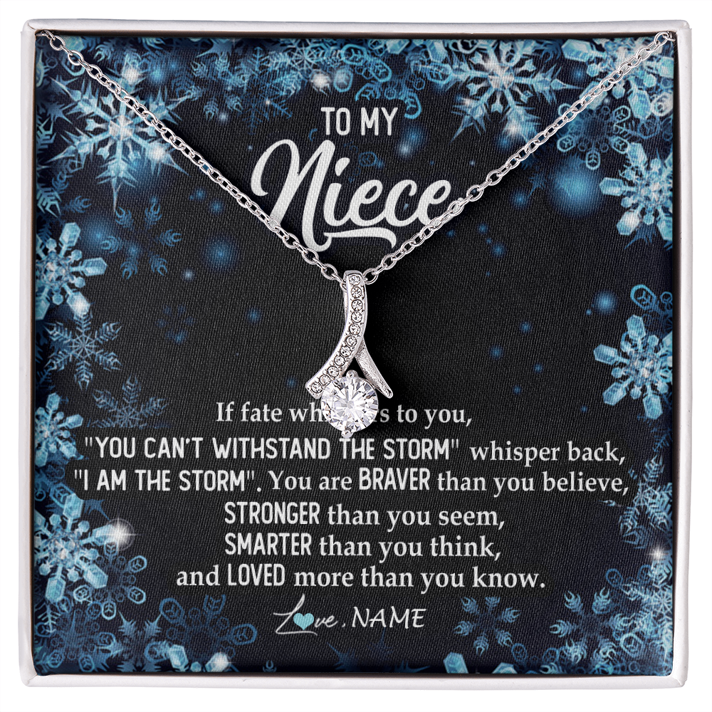Alluring Beauty Necklace | Personalized To My Niece Necklace From Aunt Auntie Uncle Auntie Whisper Back I Am The Storm Niece Pendant Jewelry Birthday Christmas Customized Message Card | siriusteestore
