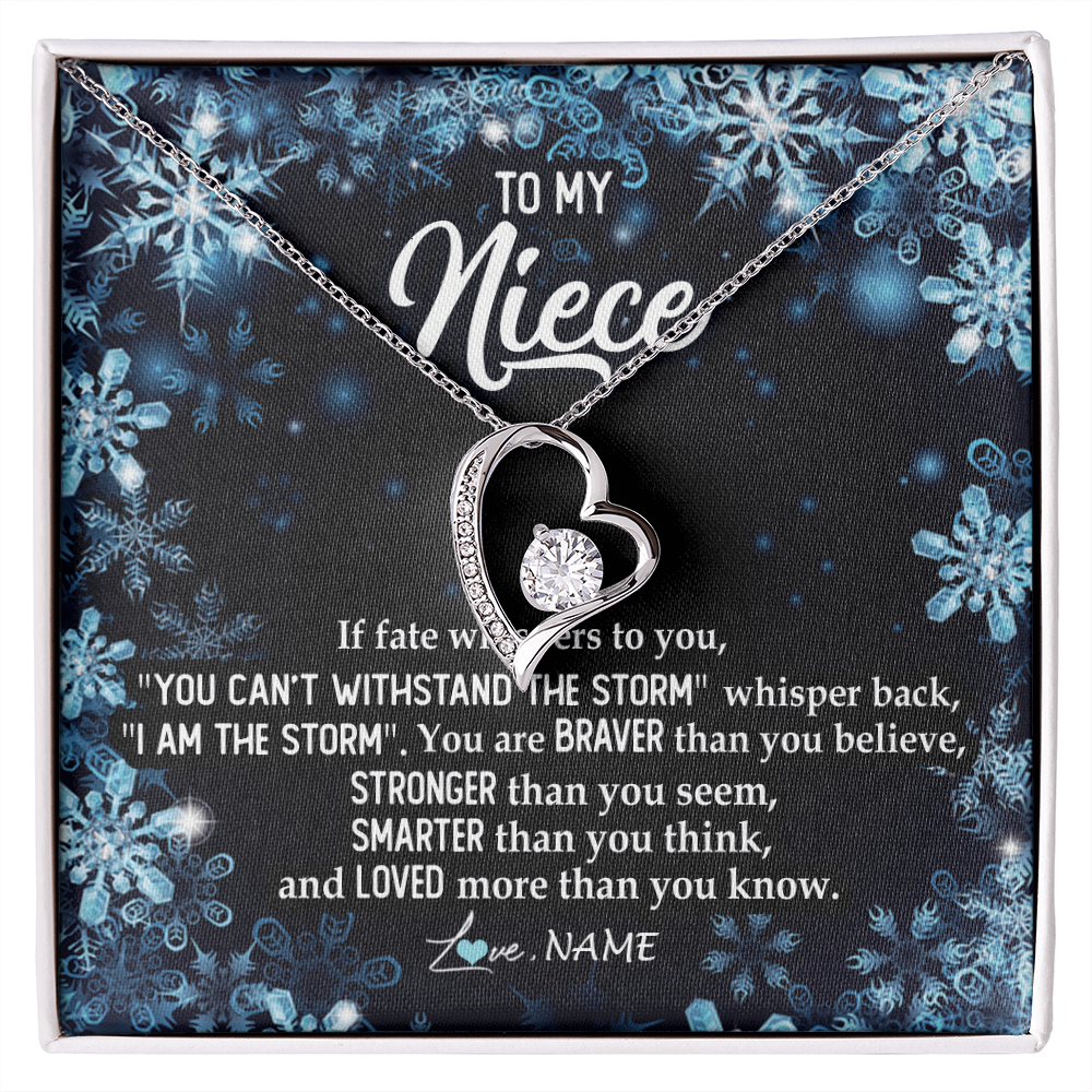 Forever Love Necklace | Personalized To My Niece Necklace From Aunt Auntie Uncle Auntie Whisper Back I Am The Storm Niece Pendant Jewelry Birthday Christmas Customized Message Card | siriusteestore