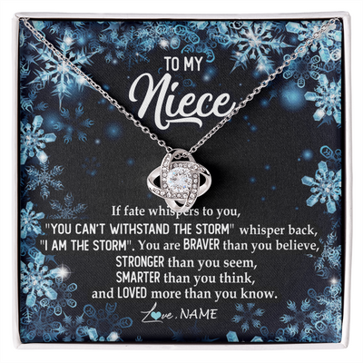 Love Knot Necklace | Personalized To My Niece Necklace From Aunt Auntie Uncle Auntie Whisper Back I Am The Storm Niece Pendant Jewelry Birthday Christmas Customized Message Card | siriusteestore