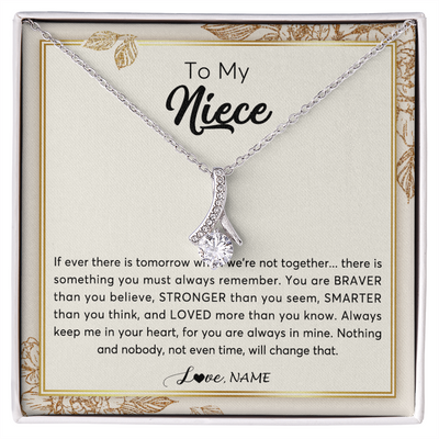 Alluring Beauty Necklace | Personalized To My Niece Necklace From Aunt Auntie Uncle Braver Stronger Smarter Loved Niece Jewelry Birthday Christmas Customized Gift Box Message Card | siriusteestore