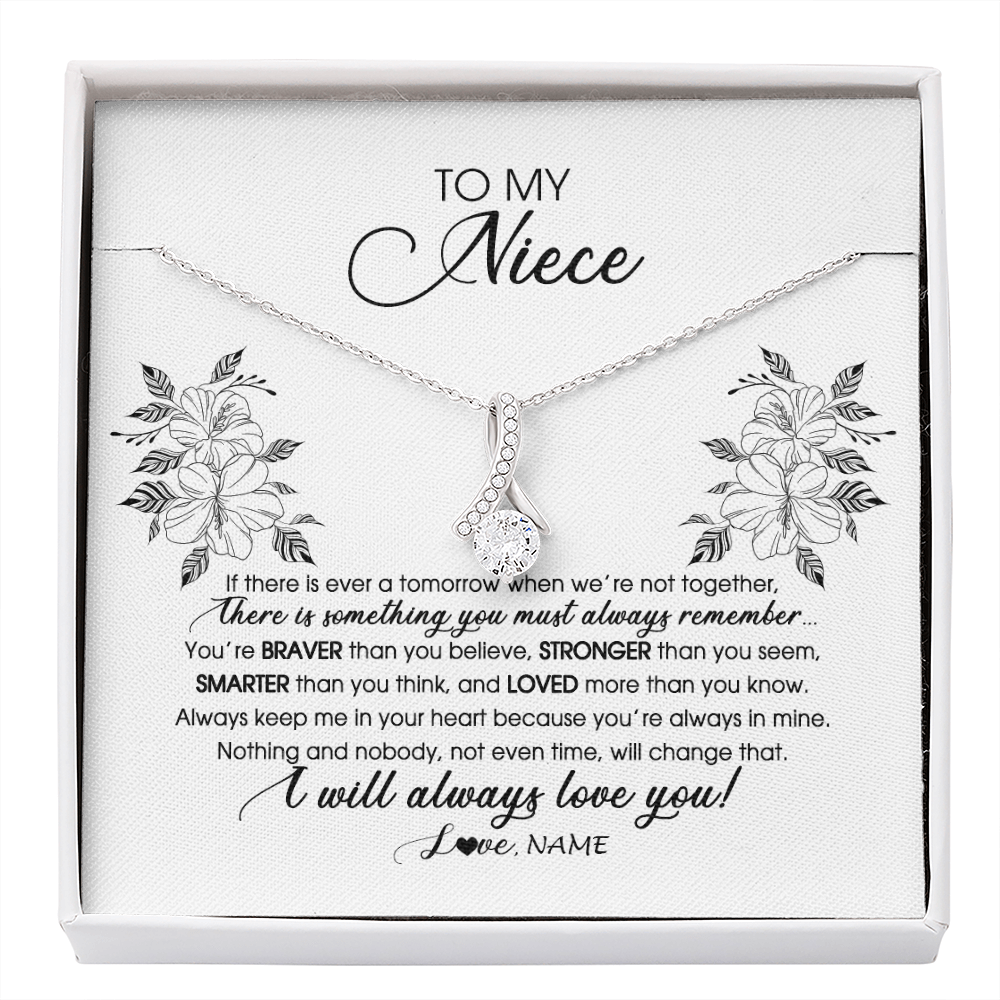 Alluring Beauty Necklace | Personalized To My Niece Necklace From Aunt Auntie Uncle Not Even Time Floral Niece Birthday Graduation Christmas Customized Message Card | siriusteestore