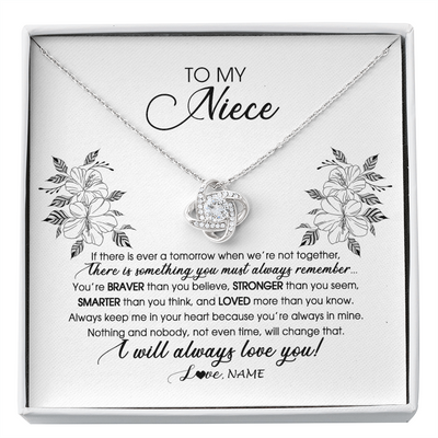 Love Knot Necklace | Personalized To My Niece Necklace From Aunt Auntie Uncle Not Even Time Floral Niece Birthday Graduation Christmas Customized Message Card | siriusteestore