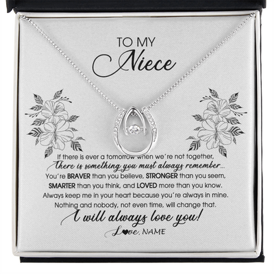 Lucky In Love Necklace | Personalized To My Niece Necklace From Aunt Auntie Uncle Not Even Time Floral Niece Birthday Graduation Christmas Customized Message Card | siriusteestore