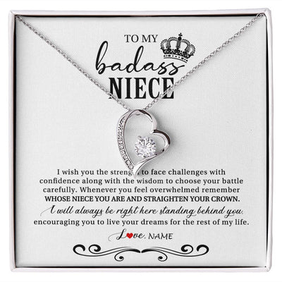 Forever Love Necklace | Personalized To My Niece Necklace From Aunt Auntie Uncle Wish You The Strength Niece Birthday Christmas Graduation Jewelry Customized Gift Box Message Card | siriusteestore