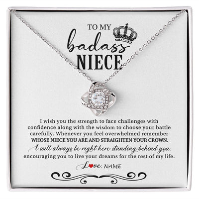 Love Knot Necklace | Personalized To My Niece Necklace From Aunt Auntie Uncle Wish You The Strength Niece Birthday Christmas Graduation Jewelry Customized Gift Box Message Card | siriusteestore
