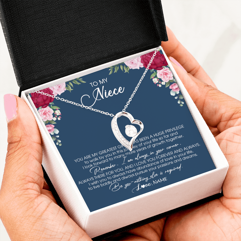 Forever Love Necklace | Personalized To My Niece Necklace From Aunt Auntie Uncle You Are My Greatest Gift Niece Birthday Christmas Customized Jewelry Gift Box Message Card | siriusteestore
