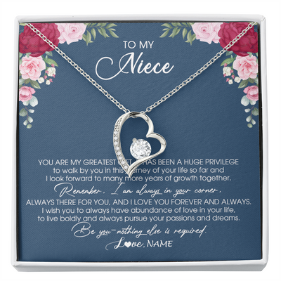 Forever Love Necklace | Personalized To My Niece Necklace From Aunt Auntie Uncle You Are My Greatest Gift Niece Birthday Christmas Customized Jewelry Gift Box Message Card | siriusteestore