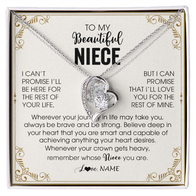 Forever Love Necklace | Personalized To My Niece Necklace From Aunt Auntie Wherever Your Journey in Life There Niece Birthday Christmas Graduation Customized Gift Box Message Card | siriusteestore