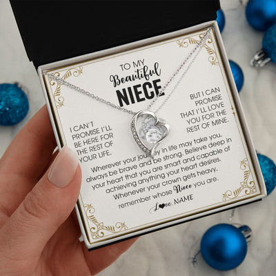 Forever Love Necklace | Personalized To My Niece Necklace From Aunt Auntie Wherever Your Journey in Life There Niece Birthday Christmas Graduation Customized Gift Box Message Card | siriusteestore