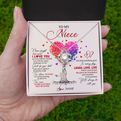 Love Knot Necklace | Personalized To My Niece Necklace From Aunt Aunty Colorful Tree Never Forget I Love You Niece Birthday Graduation Christmas Customized Gift Box Message Card | siriusteestore