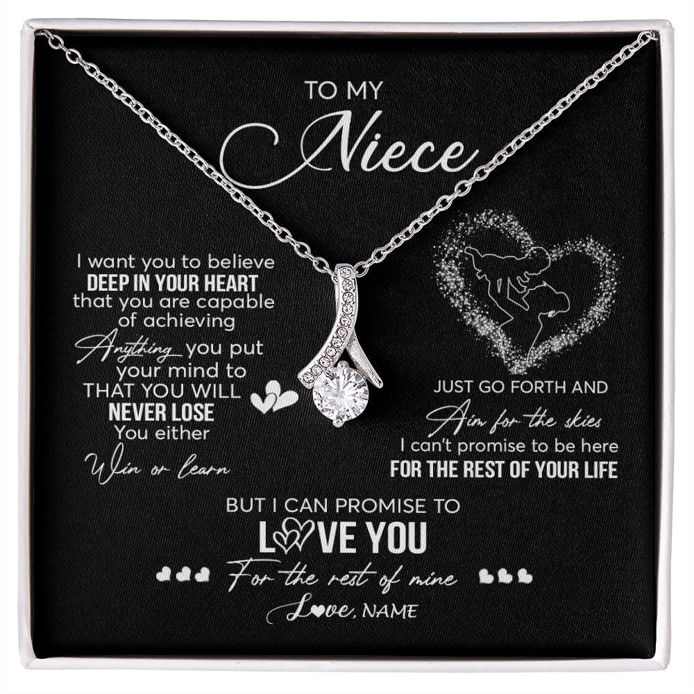 Alluring Beauty Necklace | Personalized To My Niece Necklace From Aunt Aunty Promise To Love You Niece Birthday Graduation Christmas Pendant Customized Gift Box Message Card | siriusteestore