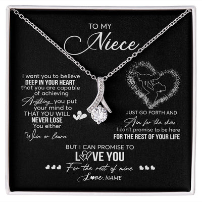Alluring Beauty Necklace | Personalized To My Niece Necklace From Aunt Aunty Promise To Love You Niece Birthday Graduation Christmas Pendant Customized Gift Box Message Card | siriusteestore