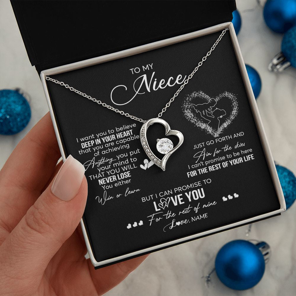 Forever Love Necklace | Personalized To My Niece Necklace From Aunt Aunty Promise To Love You Niece Birthday Graduation Christmas Pendant Customized Gift Box Message Card | siriusteestore