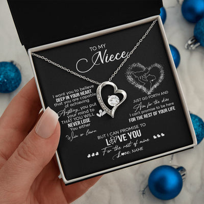 Forever Love Necklace | Personalized To My Niece Necklace From Aunt Aunty Promise To Love You Niece Birthday Graduation Christmas Pendant Customized Gift Box Message Card | siriusteestore