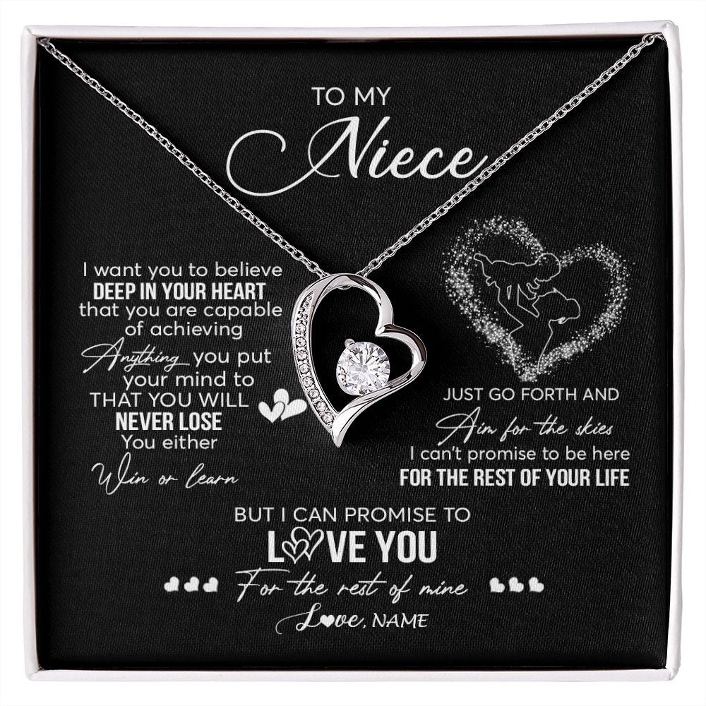 Forever Love Necklace | Personalized To My Niece Necklace From Aunt Aunty Promise To Love You Niece Birthday Graduation Christmas Pendant Customized Gift Box Message Card | siriusteestore