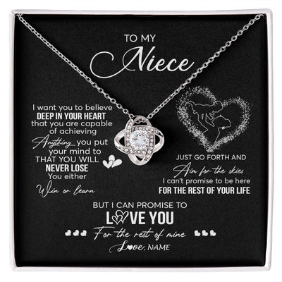 Love Knot Necklace | Personalized To My Niece Necklace From Aunt Aunty Promise To Love You Niece Birthday Graduation Christmas Pendant Customized Gift Box Message Card | siriusteestore