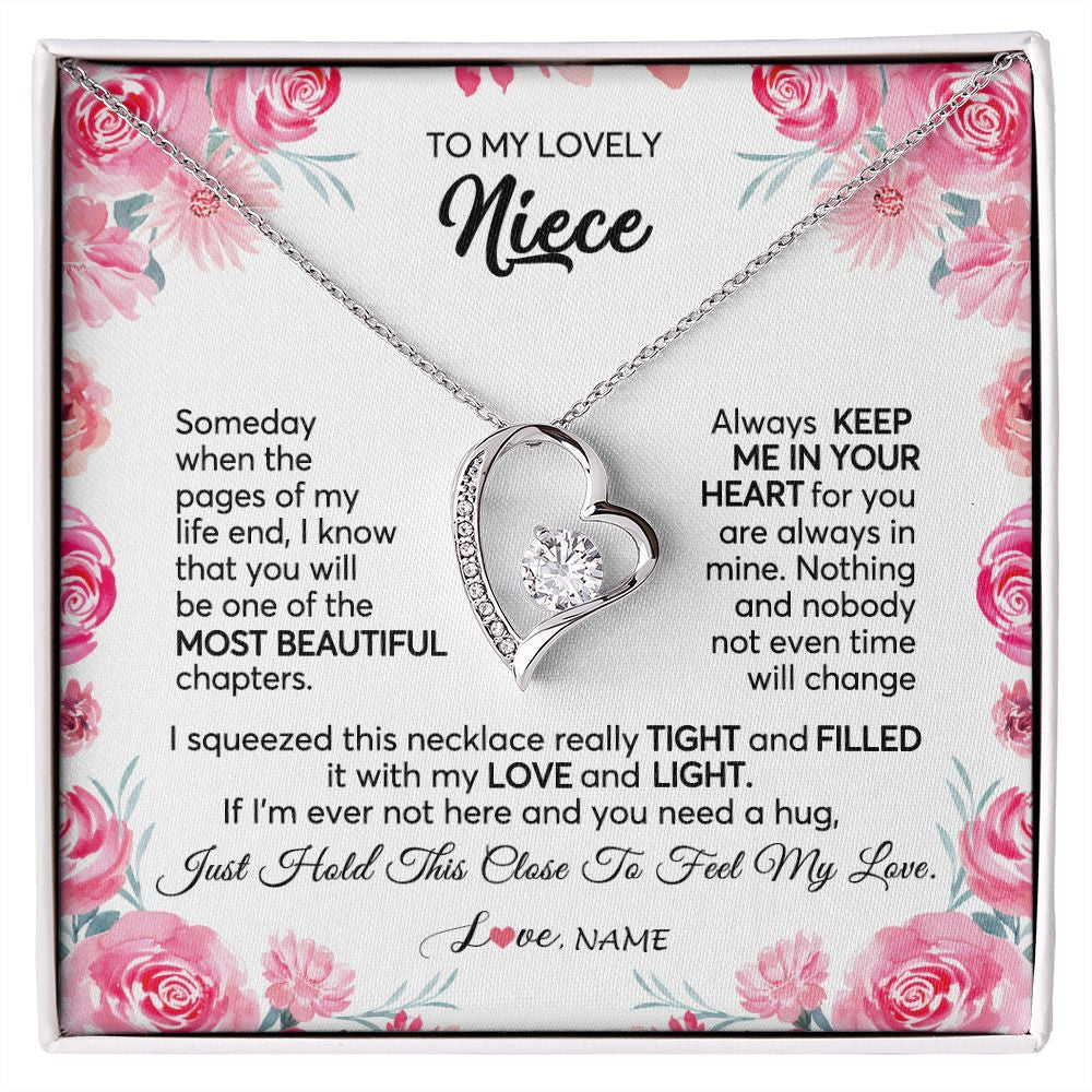 Forever Love Necklace | Personalized To My Niece Necklace From Aunt Uncle Always Keep Me in Your Heart Niece Jewelry Pendant Birthday Graduation Christmas Customized Message Card | siriusteestore