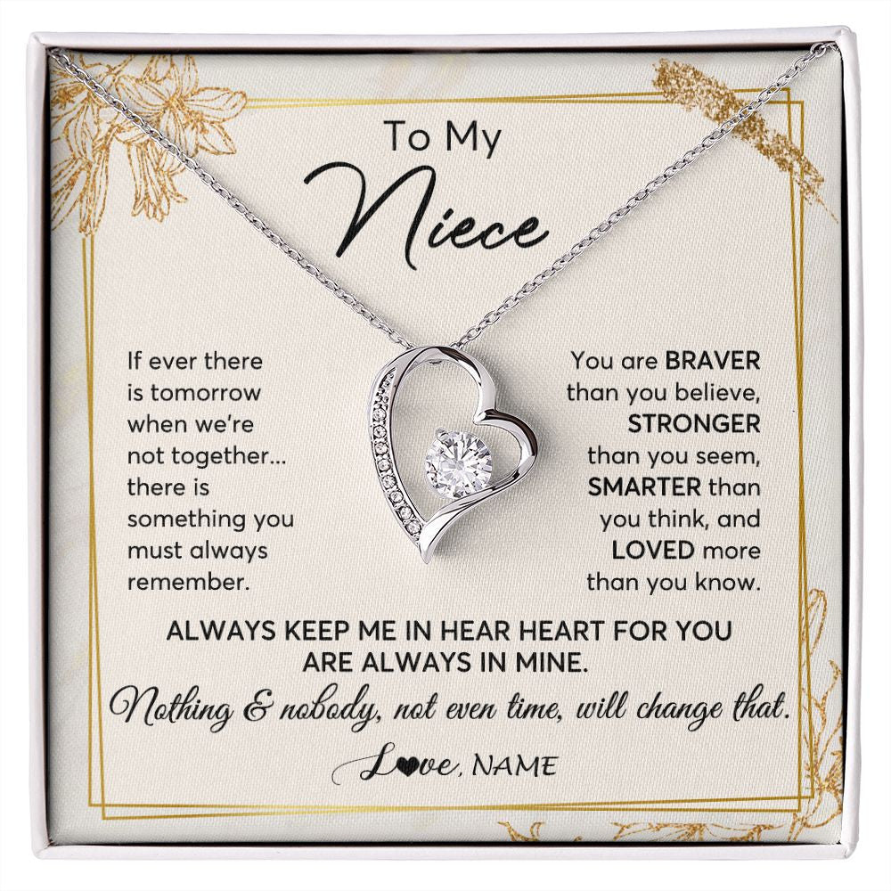Forever Love Necklace | Personalized To My Niece Necklace From Aunt Uncle Auntie Always Keep Me In Your Heart Niece Birthday Graduation Christmas Customized Gift Box Message Card | siriusteestore