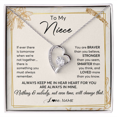 Forever Love Necklace | Personalized To My Niece Necklace From Aunt Uncle Auntie Always Keep Me In Your Heart Niece Birthday Graduation Christmas Customized Gift Box Message Card | siriusteestore